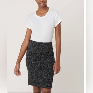 LOFT Black and Gray Leopard Print Pencil Skirt